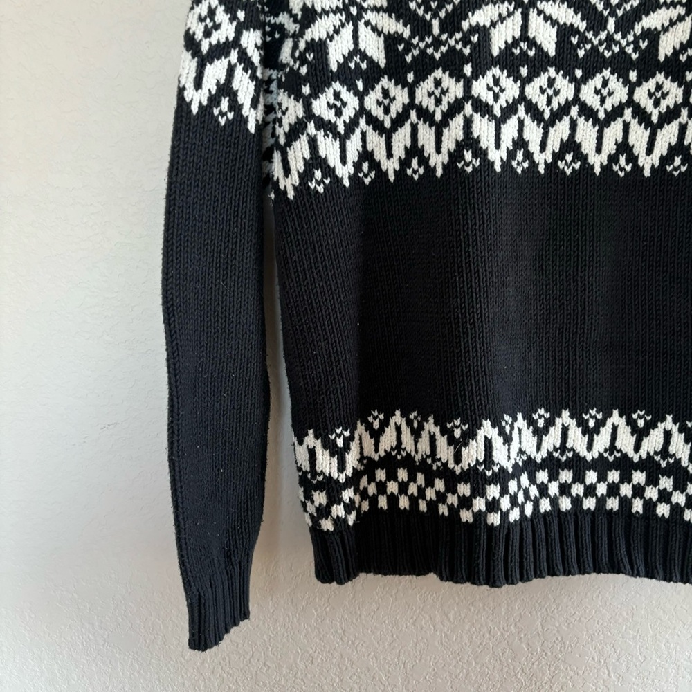 Vintage Hanna Andersson Black Nordic Fair Isle Crew Neck Knit Sweater Size Small View 3